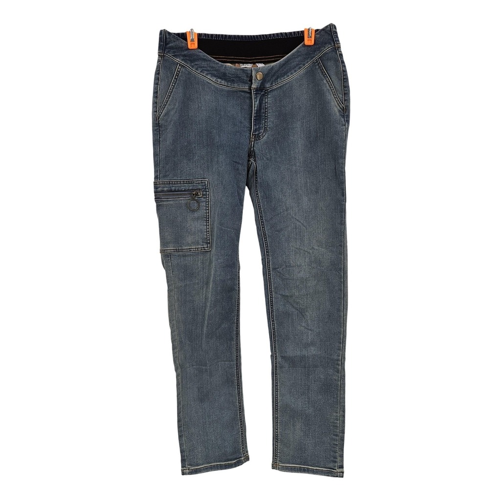 Denim & Co Adaptive Jeans Women M Blue Straight Leg Cargo Elastic Wheelchair FIt